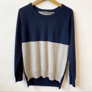 Feel the Piece Terre Jacobs Crewneck Cashmere Blue Gray Colorblock Sweater XS/S
